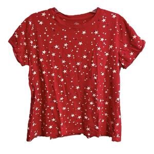St Johns Bay Americana Patriotic Star Tee XXL Petite Red 4th of July USA Cotton
